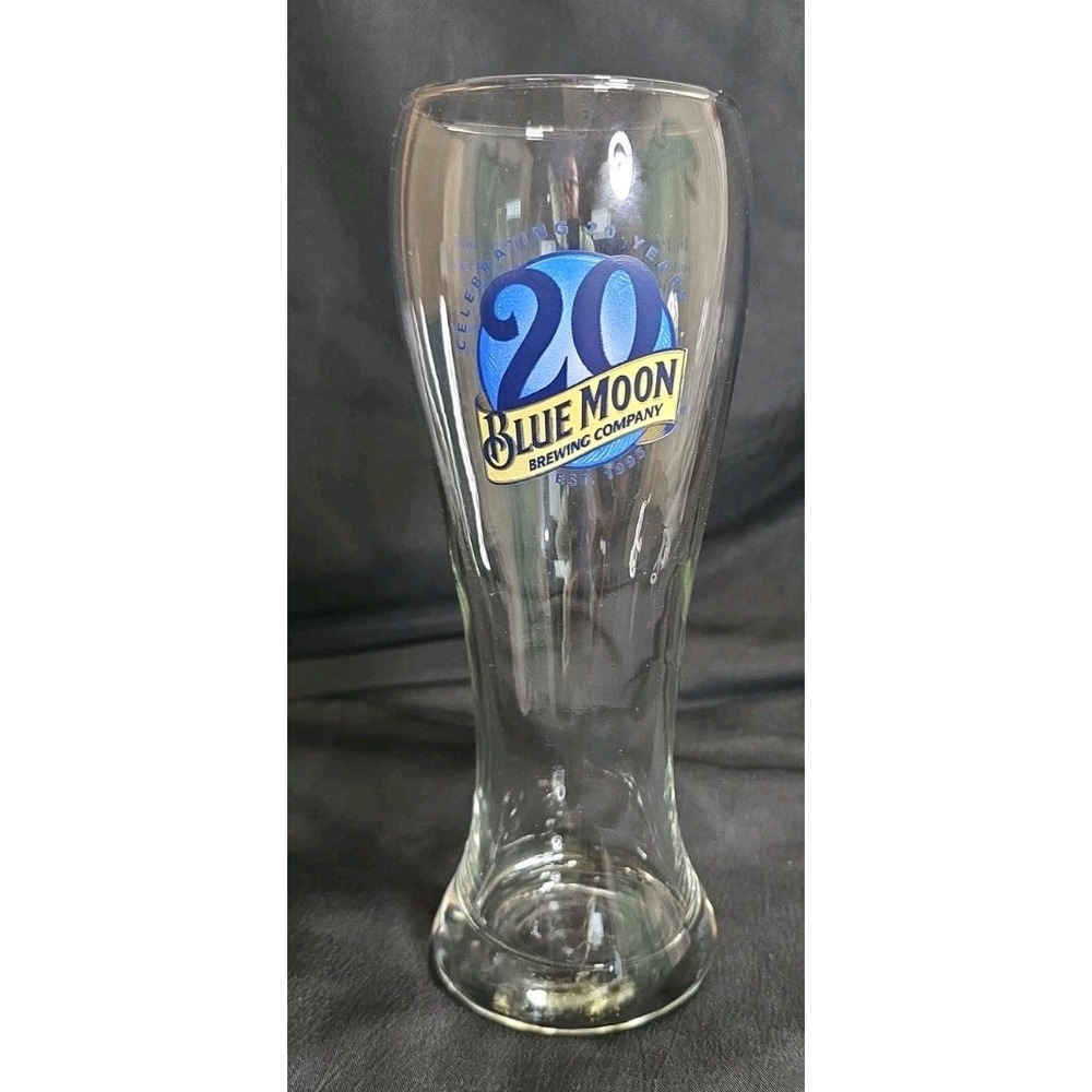 Clear 16-ounce Blue Moon Brewing Company 20th Anniversary Pilsner Beer Glass